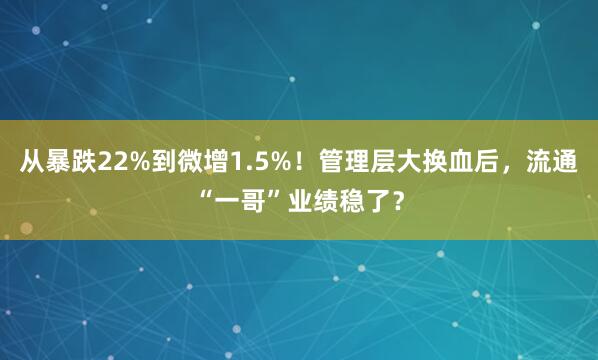 从暴跌22%到微增1.5%！管理层大换血后，流通“一哥”业绩稳了？
